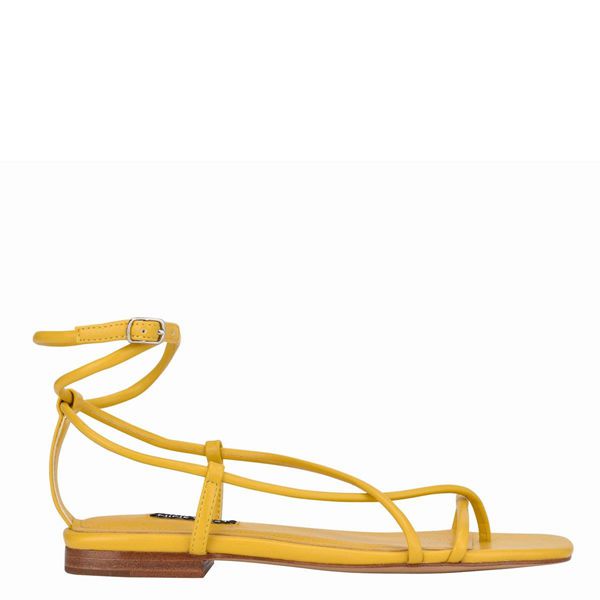 Nine West Mandie Strappy Yellow Flat Sandals | South Africa 43A48-2U25